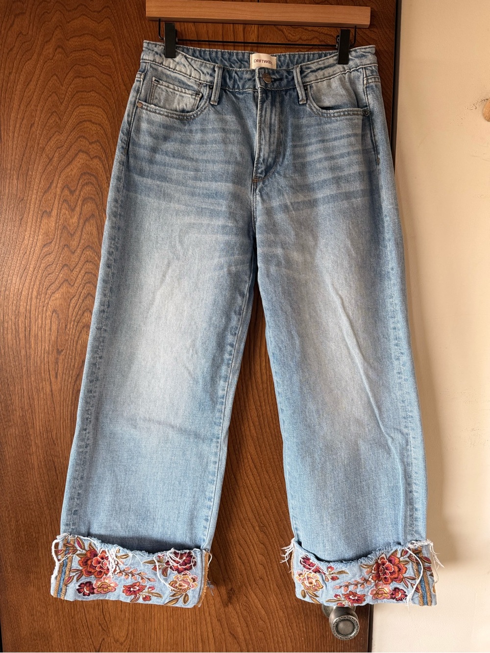 Driftwood Carlee Cuff Embroidered Jeans 28